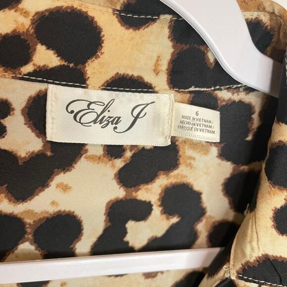 ELIZA J Animal Print Midi Shirtdress Size 6 EUC $138 MSRP - Picture 15 of 16